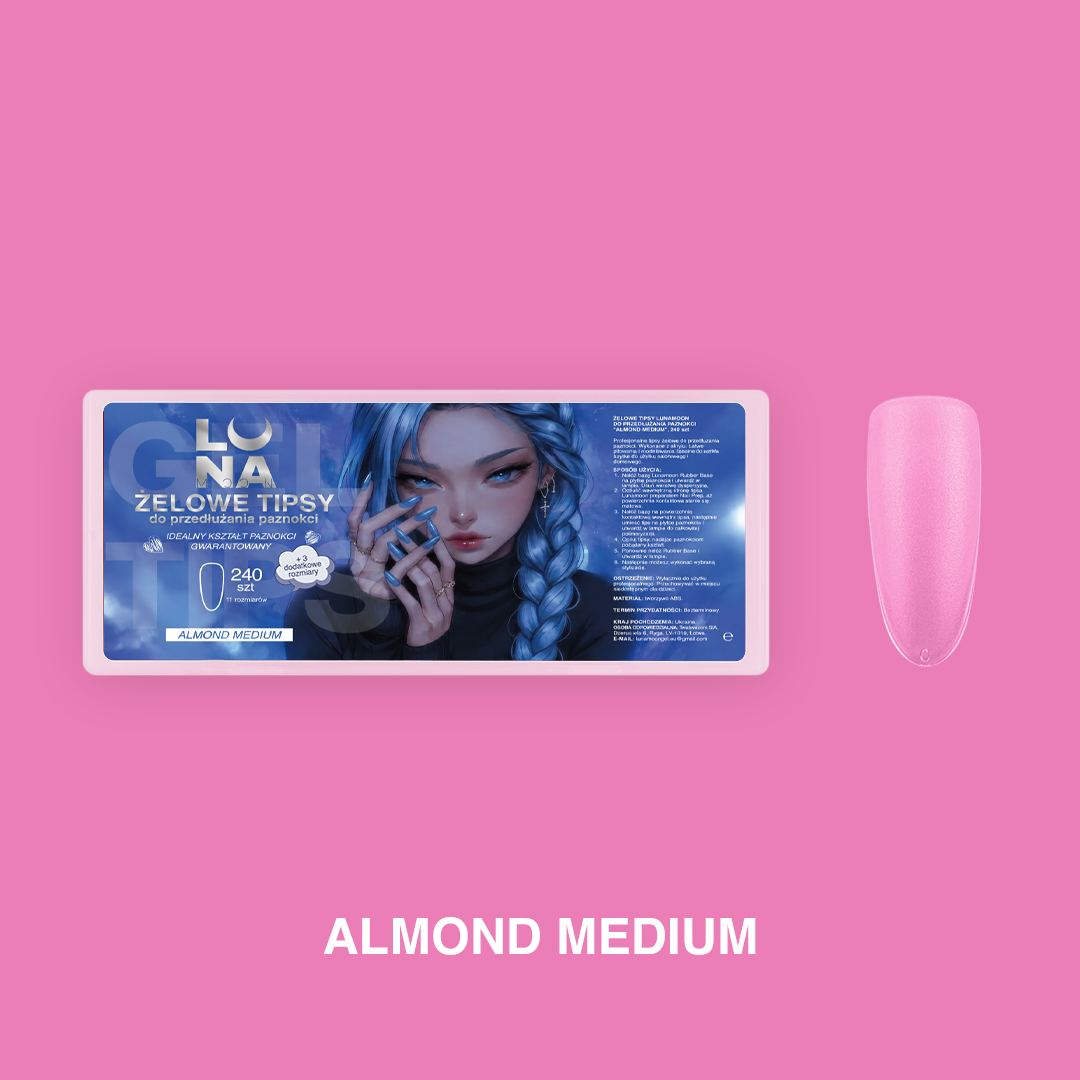 LunaMoon Tipsy żelowe Almond Medium – 240 szt.