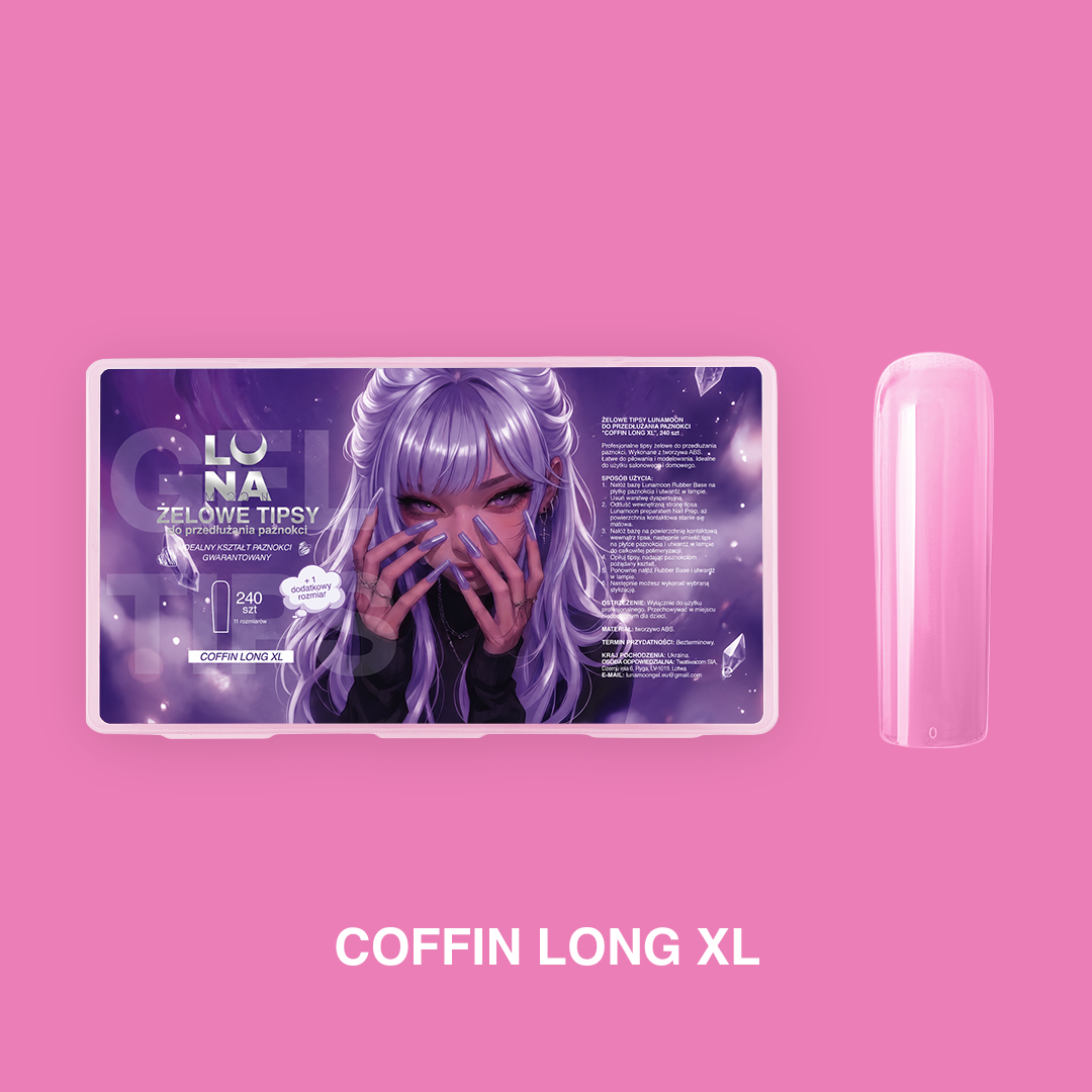 LunaMoon Tipsy żelowe Coffin Long XL – 240 szt.