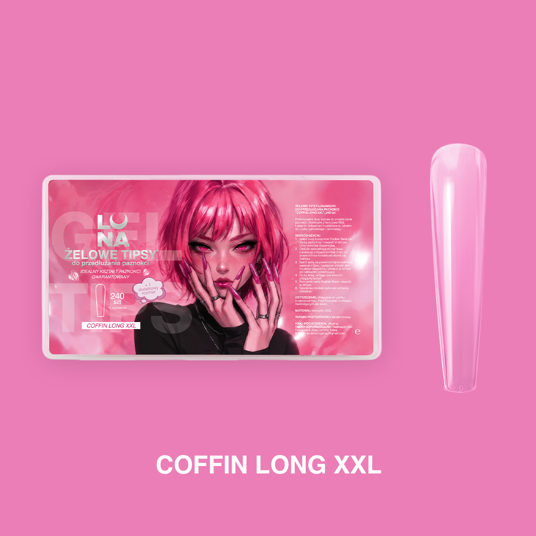 LunaMoon Tipsy żelowe Coffin Long XXL – 240 szt.