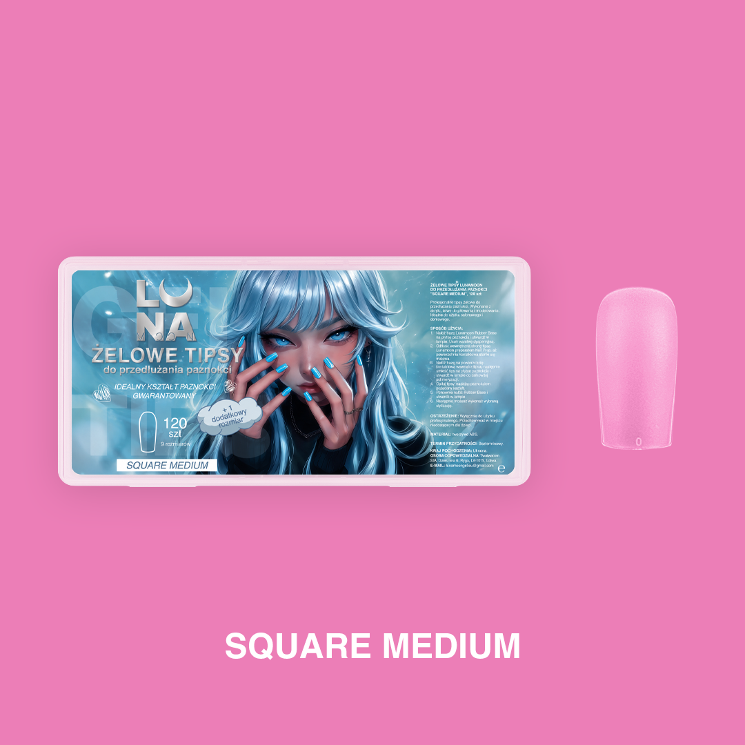 LunaMoon Tipsy żelowe Square Medium – 240 szt.