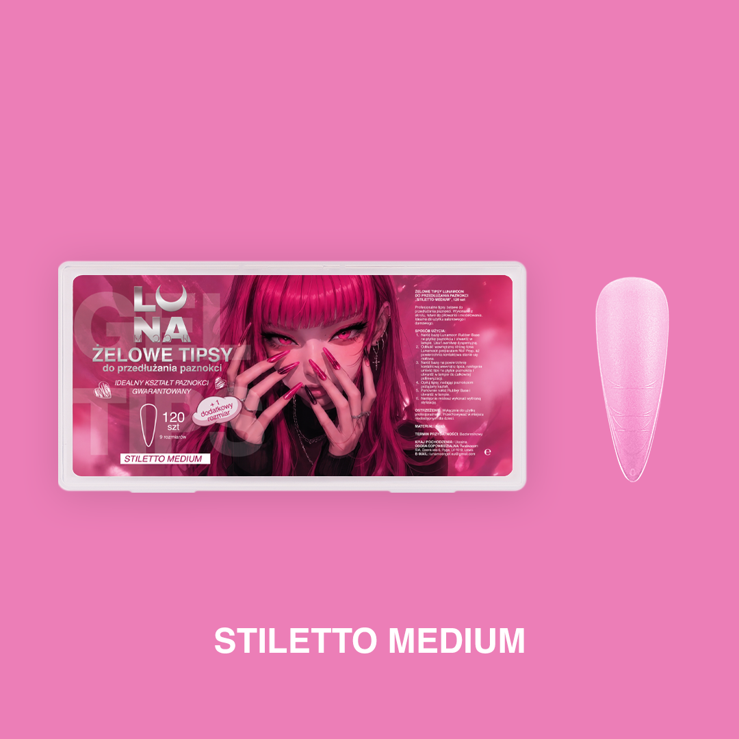 LunaMoon Tipsy żelowe Stiletto Medium – 240 szt.