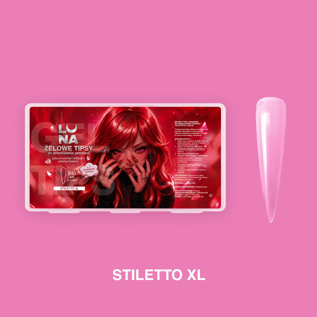 LunaMoon Tipsy żelowe Stiletto XL – 240 szt.